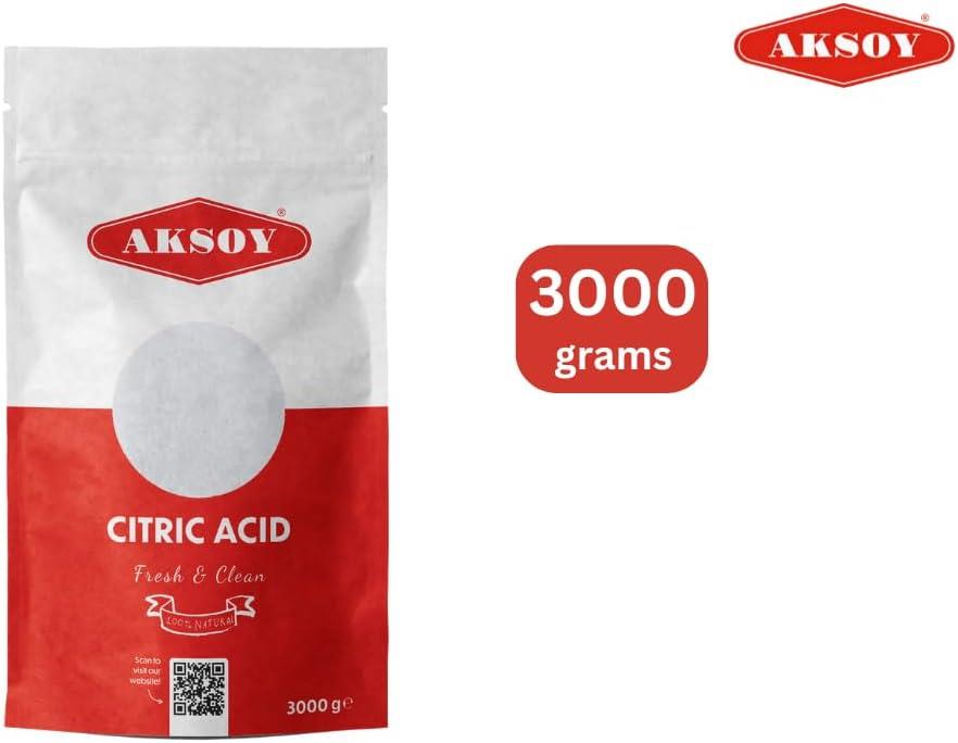 Aksoy Citric Acid Food Grade Non-GMO, Anhydrous, Make Your Own BathBomb, No Additives, Sour Drinks, Household Cleaning with Citric Acid Powder