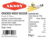 Aksoy Coarse Wheat Bulgur Natural, Whole Grain, and Nutritious Bulgur, Perfect for Cooking, Soups, and Pilafs with Exceptional Taste and Texture - Aksoy UK