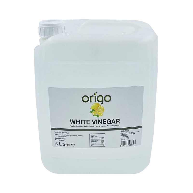 Origo White Vinegar - Lemon  for Cleaning, Pickling, Distilled White Vinegar - 5L Bottle with Fresh Lemon Scent | Ideal for Weed Killer, Household, Cooking & More Uses - Aksoy UK