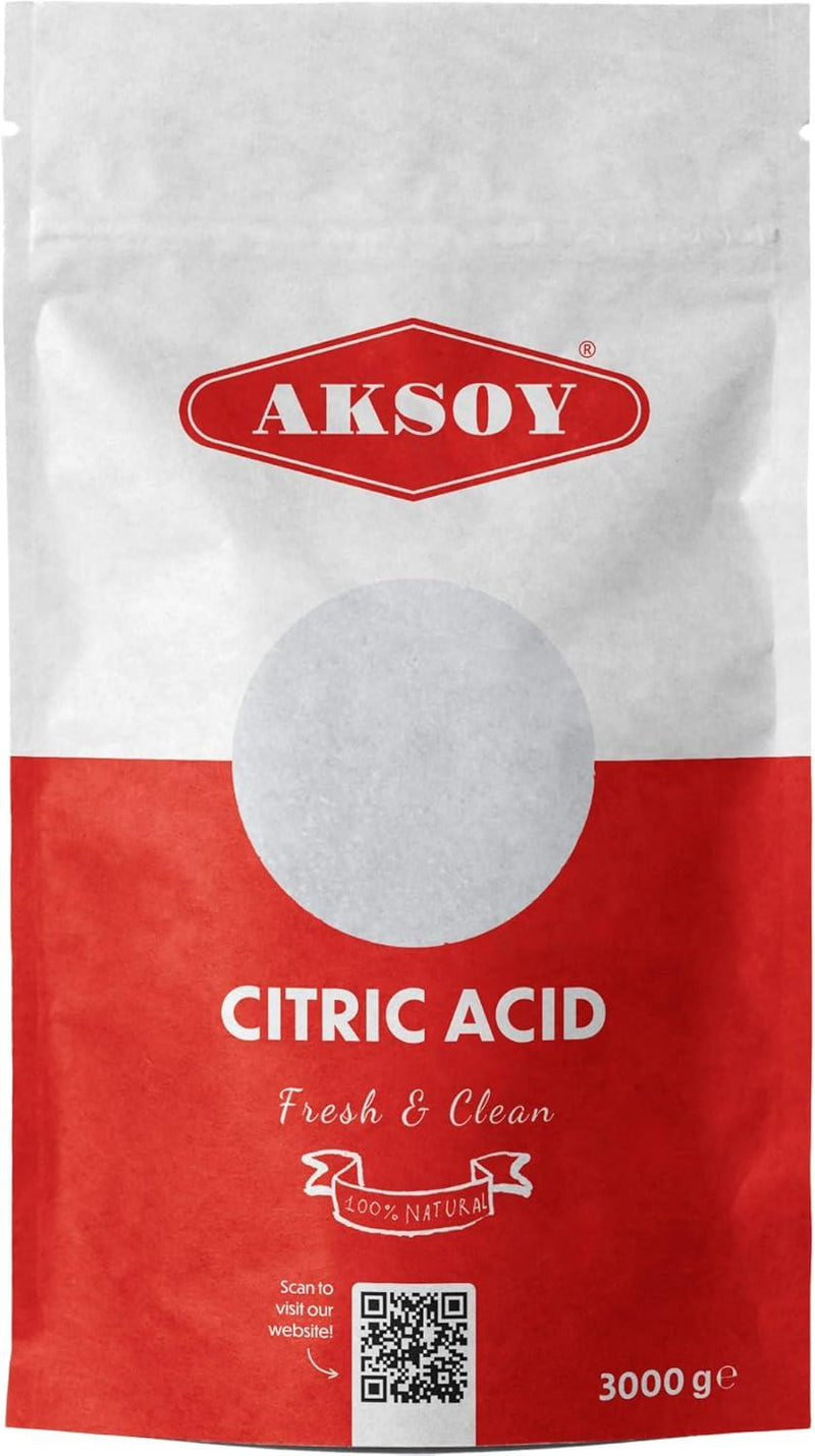 Aksoy Citric Acid Food Grade 3kg || Non-GMO, Make Your Own BathBomb, Sour Drinks, Household Cleaning with Citric Acid Powder … - Aksoy UK