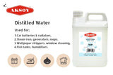 Aksoy Distilled Water 100% Ultra Pure Water 1.5L to 5L- Deionized & Demineralized - TDS 000 ppm Guaranteed - For Batteries, Irons, Lab Use, Aquariums, Humidifiers & Automotive - Aksoy UK