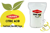 Aksoy Citric Acid Food Grade Non-GMO, Anhydrous, Make Your Own BathBomb, No Additives, Sour Drinks, Household Cleaning with Citric Acid Powder - Aksoy UK
