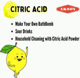Aksoy Citric Acid Food Grade Non-GMO, Anhydrous, Make Your Own BathBomb, No Additives, Sour Drinks, Household Cleaning with Citric Acid Powder - Aksoy UK