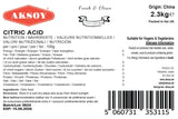 Aksoy Citric Acid Food Grade Non-GMO, Anhydrous, Make Your Own BathBomb, No Additives, Sour Drinks, Household Cleaning with Citric Acid Powder - Aksoy UK