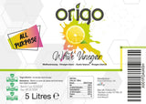 Origo White Vinegar - Lemon  for Cleaning, Pickling, Distilled White Vinegar - 5L Bottle with Fresh Lemon Scent | Ideal for Weed Killer, Household, Cooking & More Uses